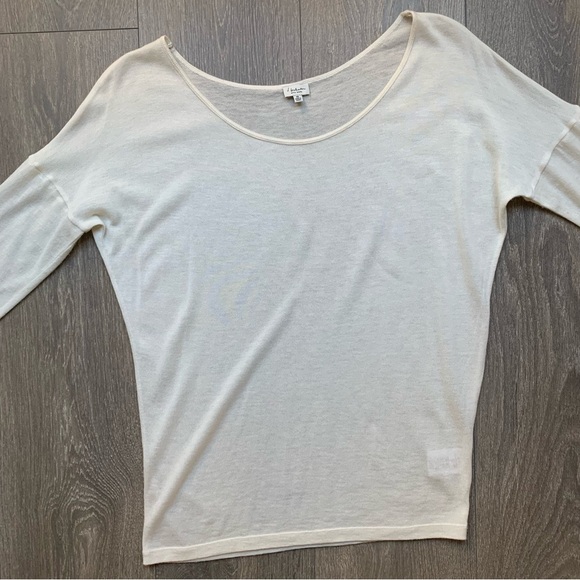 Aritzia Babaton Top Sweater 3/4 Length Sleeve Wool Round Neck Cream Size XS - Picture 6 of 14